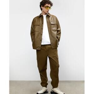 Oak + Fort Vegan Leather Shirt Jacket